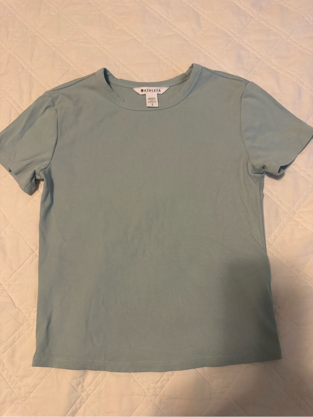 Athleta Signature Rib Crop Tee in Seaform blue/green